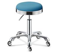 Tabouret pivotant robuste à roulettes - Hauteur réglable en hauteur - Tabouret haut en métal pour cuisine, salon, bar, bureau, clinique de massage (bleu foncé)
