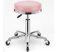 Tabouret pivotant robuste à roulettes pour cuisine, salon, bar, bureau, clinique de massage (rose)