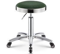 Tabouret pivotant robuste avec anneau en acier et roues en cuir synthétique réglable en hauteur pour chambre à coucher, magasin, salon, coiffeuse, spa, massage (vert)