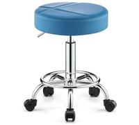 Tabouret pivotant robuste avec repose-pieds réglable en hauteur pour coiffeuse, spa, massage, bureau, petit (bleu)