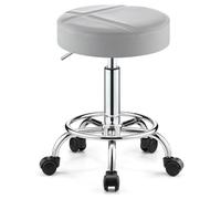 Tabouret pivotant robuste avec repose-pieds réglable en hauteur pour coiffeuse, spa, massage, bureau, petit gris