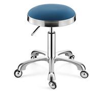 Tabouret pivotant robuste et réglable en hauteur sur roulettes pour cuisine, salon, bar, bureau, massage, clinique (bleu foncé)