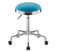 Tabouret pivotant robuste et réglable en hauteur sur roulettes pour cuisine, salon, bar, bureau, massage, clinique (bleu)