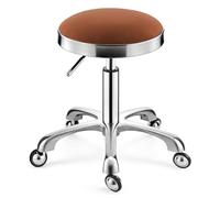 Tabouret pivotant robuste et réglable en hauteur sur roulettes pour cuisine, salon, bar, bureau, massage, clinique (marron)