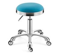 Tabouret pivotant robuste et réglable en hauteur sur roulettes pour cuisine, salon, bar, bureau, massage, clinique (bleu)
