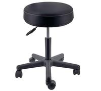 Tabouret pivotant rond robuste en cuir synthétique réglable en hauteur pour hôpitaux, salons de beauté, écoles laboratoires, instituts de recherche (noir)