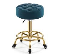 Tabouret pivotant rond robuste réglable en hauteur avec roulettes et repose-pieds pour salon, spa, médecin, graphique, travail, massage, beauté (vert)