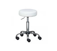 Tabouret Pivotant sur Roulettes Simili Blanc - AZURE -