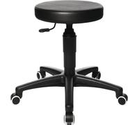 Tabouret pivotant Tec 70 avec dossier, rembourrage en similicuir noir, hauteur d'assise 390-520mm TOPSTAR
