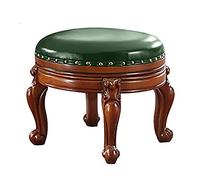 Tabouret pivotant vintage en cuir massif avec repose-pieds rond multifonction pour canapé - 38 x 38 x 34 cm