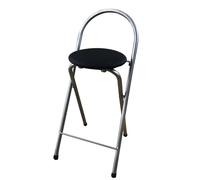 Tabouret pliable avec capacité de 100 kg, léger et polyvalent, tabouret de cuisine et de bar, chaise pliante compacte, couleur argentée, 60 cm de hauteur pour un rangement et une mobilité faciles