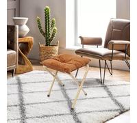 Tabouret pliable avec pieds en métal - Coussin épais - Charge maximale : 100 kg - Hauteur réglable - Pour salon, bureau, jardin - 33 x 34 cm - 0,76 kg - Marron café léger