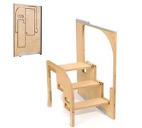 Tabouret pliable compact pour cuisine et baignoire, échelle de rangement cachée avec fente étroite, capacité robuste de 440Lbs, aide à 3 niveaux d'économie d'espace pour les adultes, montage facile