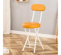 Tabouret pliable confortable avec dossier, chaise pliante rembourrée peu encombrante pour un usage domestique en intérieur - léger et élégant (couleur : orange)