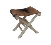 vidaXL Tabouret pliable Cuir véritable et bois de teck massif288815 Brun G