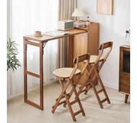 Tabouret pliable en bambou avec dossier, capacité de 200 kg, assise et repose-pieds en rotin, aucun assemblage nécessaire, parfait pour îlot de cuisine, bureau et terrasse (68,6 cm)