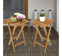 Tabouret pliant en bois balcon fleur tabouret extérieur jardin tabouret pliable ensemble, eucalyptus FSC huilé, LxlxH 29x27x62 cm, lot de 2