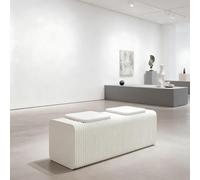 Tabouret pliable en papier nid d'abeille avec coussin en feutre PU et sac pour nœud, peut supporter 181,4 kg, idéal pour le salon, la salle à manger et le bureau, blanc 2 places