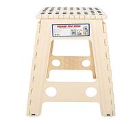 Tabouret Pliable en Plastique, Escabeau Anti - Dérapant pour Adultes, Compact 29x22x45cm - Design Écologique, Sûr avec Boucle, Idéal pour Maison et Extérieur (Point Noir Beige (spécifications de