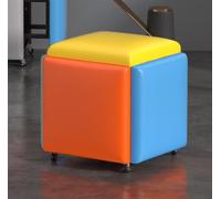 Tabouret pliable multifonction 5 en 1 en cuir avec roulettes, siège cube portable pour appartement, salon, repose-pieds polyvalent et chaise