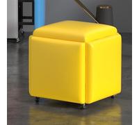 Tabouret pliable multifonction 5 en 1 en cuir avec roulettes, siège cube portable pour appartement, salon, repose-pieds polyvalent et chaise