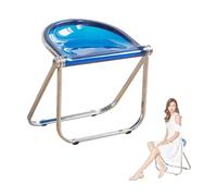 Tabouret pliable portable de 45,7 cm - Capacité de 250 kg - Pas de montage nécessaire - Idéal pour l'intérieur, le bureau et les petits espaces - Chaise de cuisine réglable bleu clair