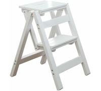 Tabouret pliable portable en bois à 2 couches - Marchepied de cuisine multifonction pour adulte - et chaise de bibliothèque intérieure stable - Design épais pour plus de sécurité