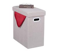 Tabouret pliable pouf pliant cube de rangement 48 L beige banc de rangement