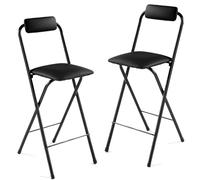 Tabouret pliable réglable en hauteur avec siège rembourré et dossier haut pour bureau, guitare musicale, parfait pour adultes et usage domestique