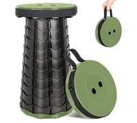 Fishtec – Tabouret pliable télescopique – Hauteur réglable 6–44,5 cm, Ø25,5 cm, ABS 130 kg, Noir/Vert