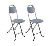 Tabouret pliant - 7H SEVEN HOUSE - Eleonor - Lot de 2 - Gris - 32x36x73.5cm