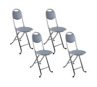 Tabouret pliant - 7H SEVEN HOUSE - Eleonor - Lot de 4 - Gris - 32x36x73.5cm