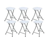 Tabouret Pliant - 7HOUSE - Lot de 6 - Résine et Acier - 31x45 cm - Blanc