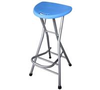 Tabouret Pliant Adulte sans Dossier Siège Plastique Demi Lune, Chaise Haute Métal for Cuisine Pêche Balcon(Bleu)