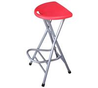 Tabouret Pliant Adulte sans Dossier Siège Plastique Demi Lune, Chaise Haute Métal for Cuisine Pêche Balcon(Rouge)