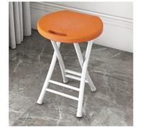 Tabouret Pliant Assise en Plastique Chaise Pliante à Structure Métallique Tuyau en Acier à Paroi Épaisse Patins Antidérapants Hauteur D'assise 48 Centimètres Renforcée à Double Traverse Poignée