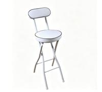 Tabouret pliant avec dossier, chaise pliante ronde rembourrée en cuir, chaise de bureau à domicile, adaptée aux îlots de cuisine, cafés, restaur White legs - White surface 26x40x55cm/10.2x15.7x21.7in