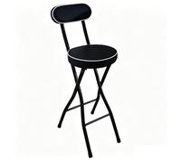 Tabouret pliant avec dossier, chaise pliante ronde rembourrée en cuir, chaise de bureau à domicile, adaptée aux îlots de cuisine, cafés, restaur Black legs - Black surface 26x40x55cm/10.2x15.7x21.7in