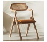Tabouret Pliant avec Dossier en Maille de Rotin et Structure en Bois Massif Chaise Pliante de Construction Stable Disponible avec Revêtement en Cuir Ou en Lin Coussin D'assise Rembourré de Éponge