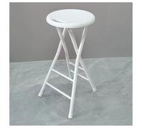 Tabouret Pliant avec Structure Métallique Base en Fer Boucle de Sécurité Chaise Pliante Légère Hauteur D'assise 60cm Renforcé par Deux Barres Transversales Patins Silencieux Assise Circulaire Large