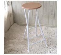 Tabouret Pliant avec Structure Métallique Base en Fer Boucle de Sécurité Chaise Pliante Légère Hauteur D'assise 60cm Renforcé par Deux Barres Transversales Patins Silencieux Assise Circulaire Large