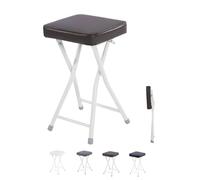 Tabouret Pliant Carré de Petit DéJeuner de 49 cm, Chaise de Cuisine Pliante Rembourrée en PU, Cadre en Acier, pour Dortoir, Salle de Jeux de Loisirs(Brown)