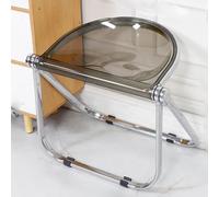 Tabouret pliant en acrylique - Chaise ergonomique transparente avec cadre en métal pour bureau et balcon - Design léger et empilable