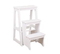 Tabouret pliant en bois massif à 3 marches pour cuisine, salle de bain et bureau - Design robuste, peu encombrant, idéal pour la maison et le travail