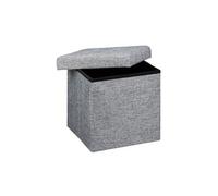 Tabouret pliant en lin pouf de rangement pliable 38 x 38 cm gris