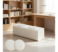 Tabouret Pliant en Papier avec Coussin en Polyuréthane,Chaise Pliante en Papier,Meuble De Maison,Une Place Peut Supporter 200 Kg,Idéal pour Le Salon Ou Le Café White-2seats