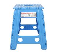 Tabouret Pliant en Plastique, Anti - Dérapant, Pliable, 29x22x45cm, Léger et Compact - Conception Économiseur d'Espace, Sécurité Renforcée, Usage Intérieur et Extérieur (point blanc bleu saphir)