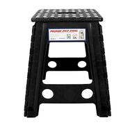 Tabouret Pliant en Plastique, Anti - Dérapant, Pliable, 29x22x45cm, Léger et Compact - Conception Économiseur d'Espace, Sécurité Renforcée, Usage Intérieur et Extérieur (point blanc charbon noir)