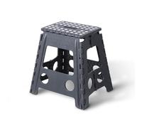 Tabouret pliant en plastique - Charge maximale : 90 kg - Dimensions : 39 x 32 x 39 cm - Tabouret de salle de bain pliable avec poignée de transport