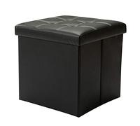 Tabouret pliant en simili cuir repose-pieds rembourré pratique repose-pieds boîte cubique pliable place simple pour salon et chambre à coucher max. 100 kg U